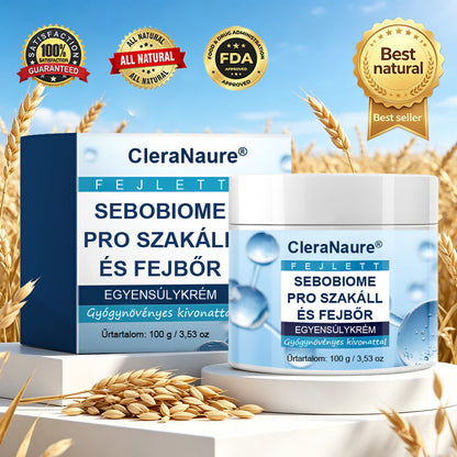 🔥 7 NAP ALATT KORPAMENTES BŐR – CleraNaure® SeboBiome Pro szakáll- és fejbőrkrém 🌱 Csökkenti a viszketést és a korpásodást – zsíros maradványok nélkül!