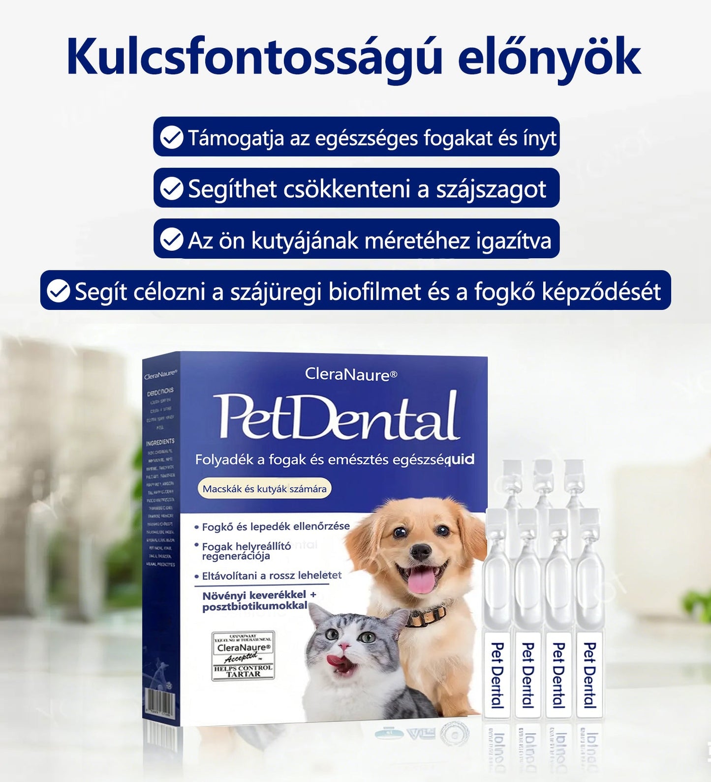 💎[Hivatalos áruház] CleraNaure® Pet Dental & Digestive Health Oral Liquid – Frissíti a leheletet, eltávolítja a fogkövet, elősegíti az íny regenerálódását és stabilizálja a fogakat (macskák és kutyák számára) – Ma 80% kedvezménnyel!