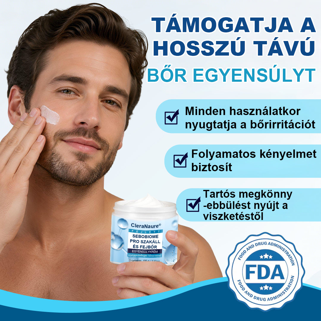 🔥 7 NAP ALATT KORPAMENTES BŐR – CleraNaure® SeboBiome Pro szakáll- és fejbőrkrém 🌱 Csökkenti a viszketést és a korpásodást – zsíros maradványok nélkül!