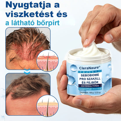 🔥 7 NAP ALATT KORPAMENTES BŐR – CleraNaure® SeboBiome Pro szakáll- és fejbőrkrém 🌱 Csökkenti a viszketést és a korpásodást – zsíros maradványok nélkül!