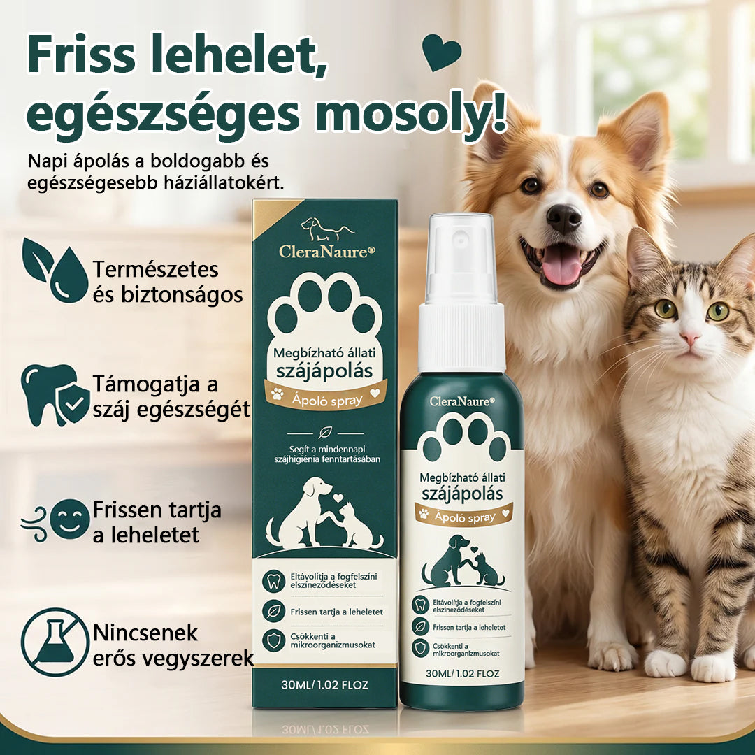CleraNaure® TrustedPet háziállat szájápoló spray – Könnyű napi fogápolási támogatás
