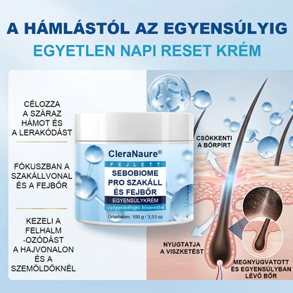 🔥 7 NAP ALATT KORPAMENTES BŐR – CleraNaure® SeboBiome Pro szakáll- és fejbőrkrém 🌱 Csökkenti a viszketést és a korpásodást – zsíros maradványok nélkül!