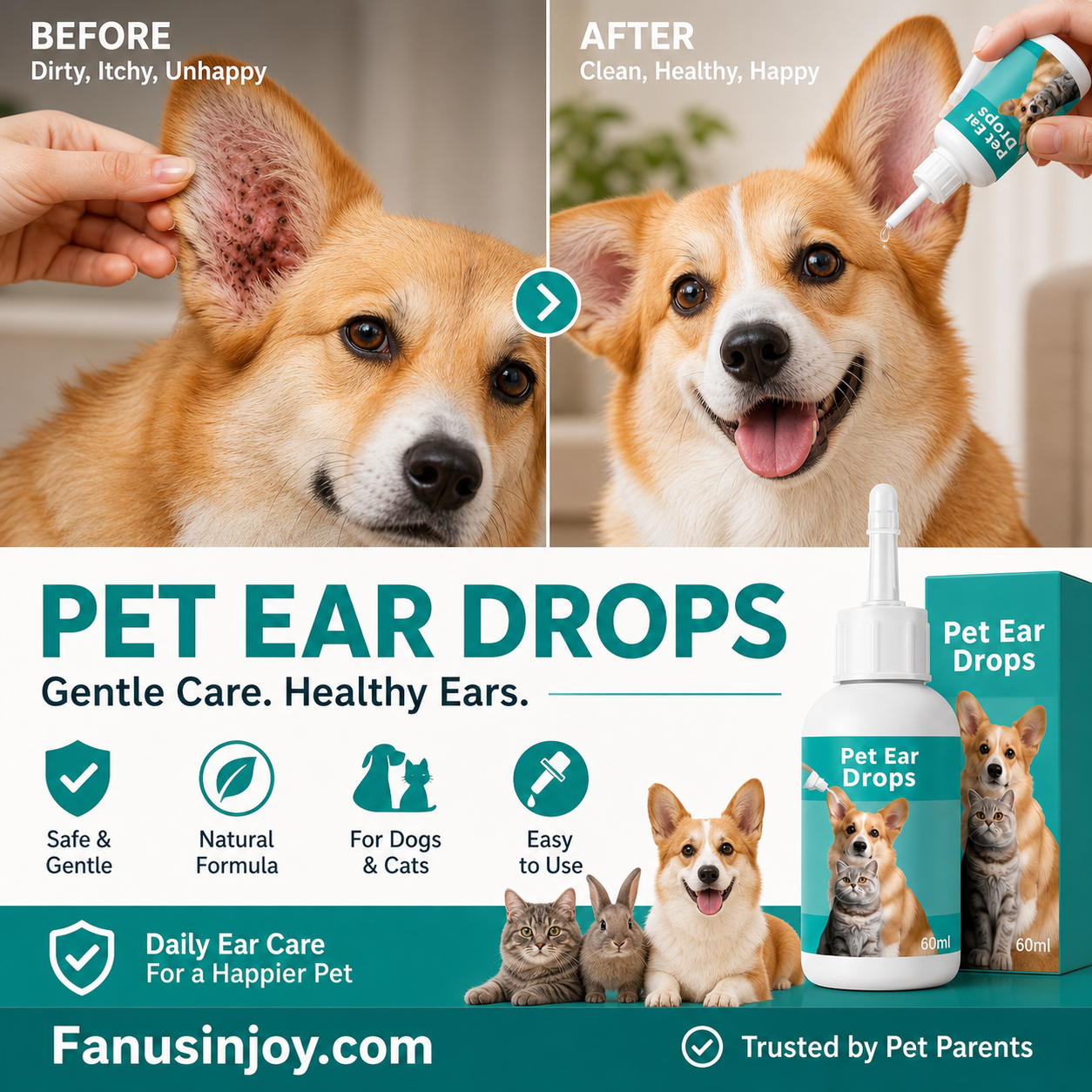 Limited-Time Special! 🐱🐶 Gentle Pet Ear Cleansing Drops—Say Goodbye to Outer Ear Canal Diseases